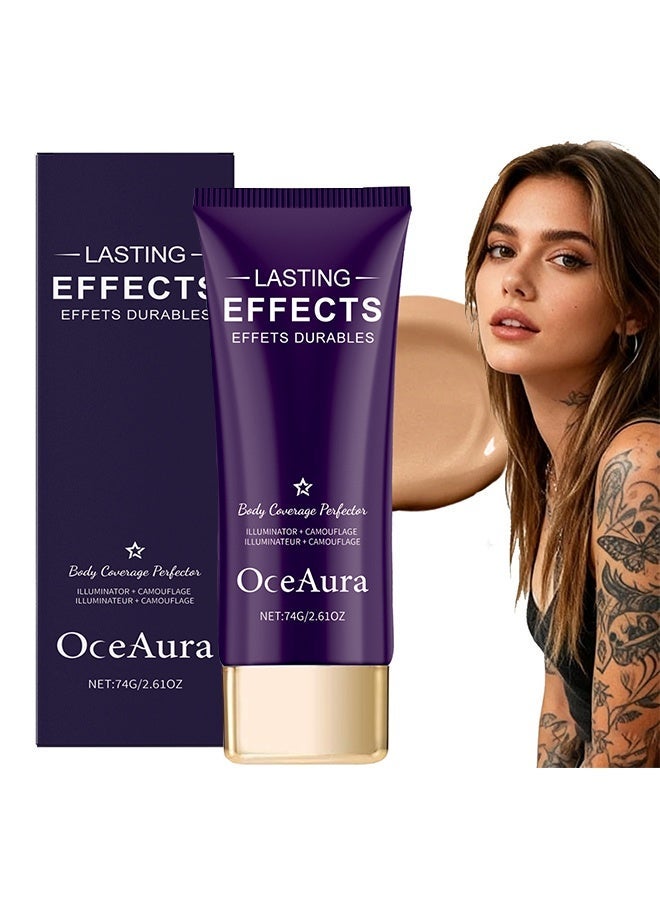  اوساورا مثالي لتغطية الجسم، تأثير طويل الأمد، تأثيرات دائمة، مقاوم للماء ولا يترك أثرًا، مكياج لتغطية الوشم على الساقين والجسم، كريم أساس مخفي لتنعيم الجسم، طبيعي 74 جرام - Image 1